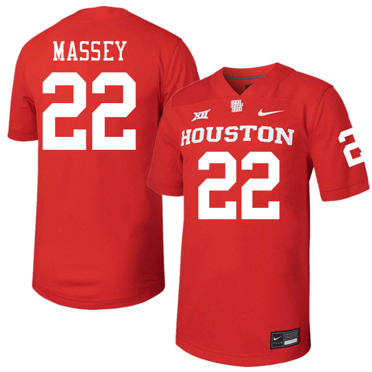 Men #22 Bryan Massey Houston Cougars College Football Jerseys Stitched-Red